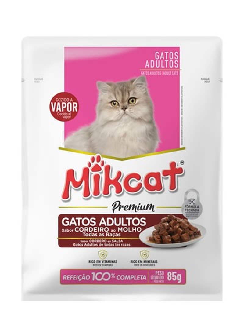 Sachê Mikcat sabor Cordeiro para Gatos Adultos 85g