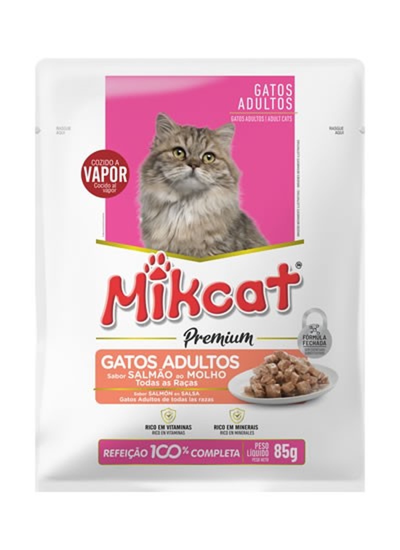 Sachê Mikcat sabor Salmão para Gatos Adultos 85g