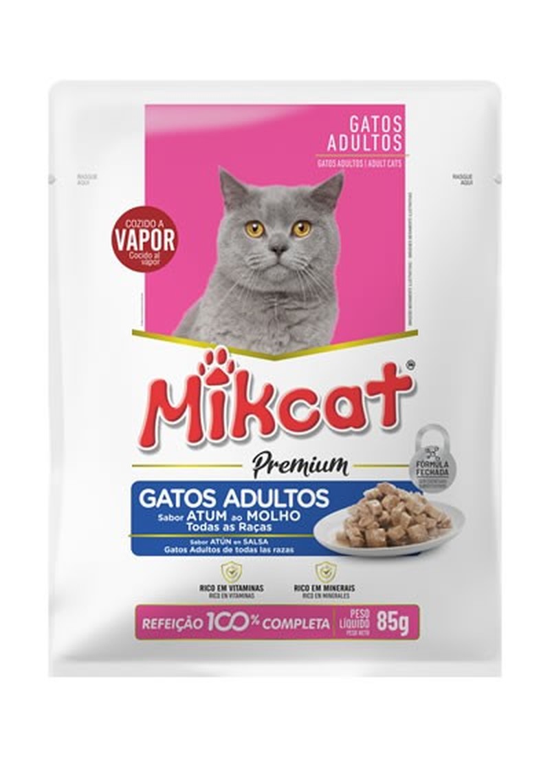 Sachê Mikcat sabor Atum para Gatos Adultos 85g