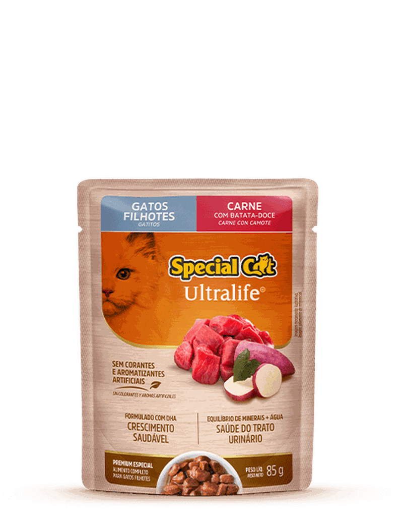 Sachê Special Cat Ultralife sabor Carne para Gatos Filhotes 85G