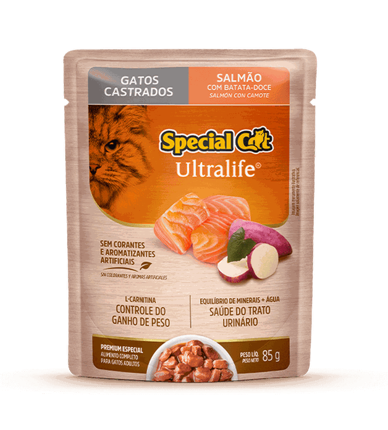 Sachê Special Cat Ultralife sabor Salmão para Gatos Castrados 85g