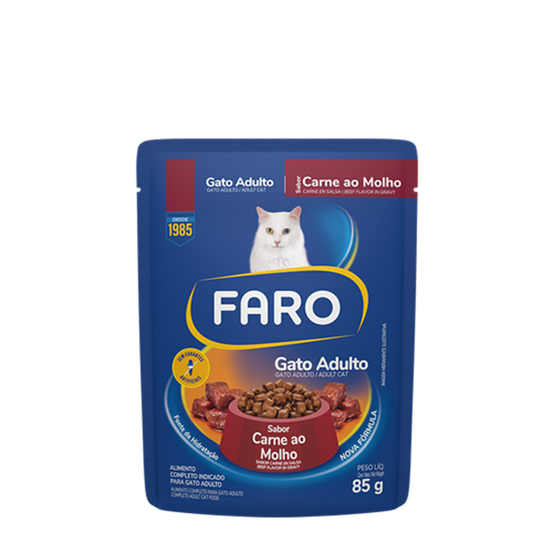 Sachê Faro sabor Carne para Gatos Adultos 85g