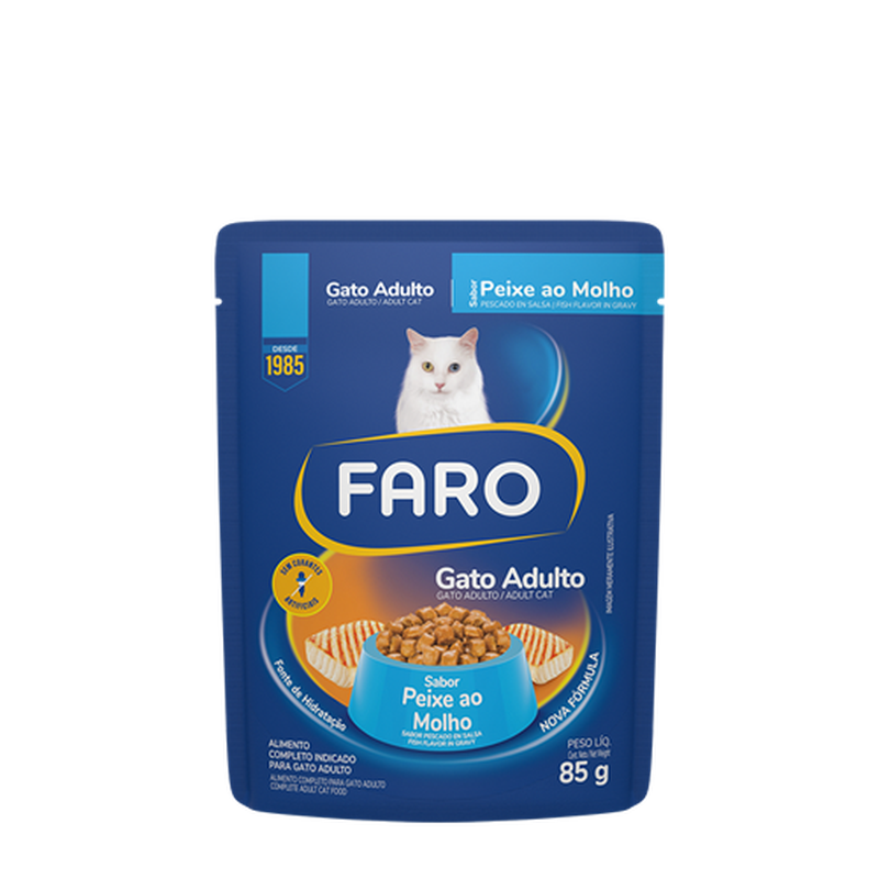 Sachê Faro sabor Peixe para Gatos Adultos 85g