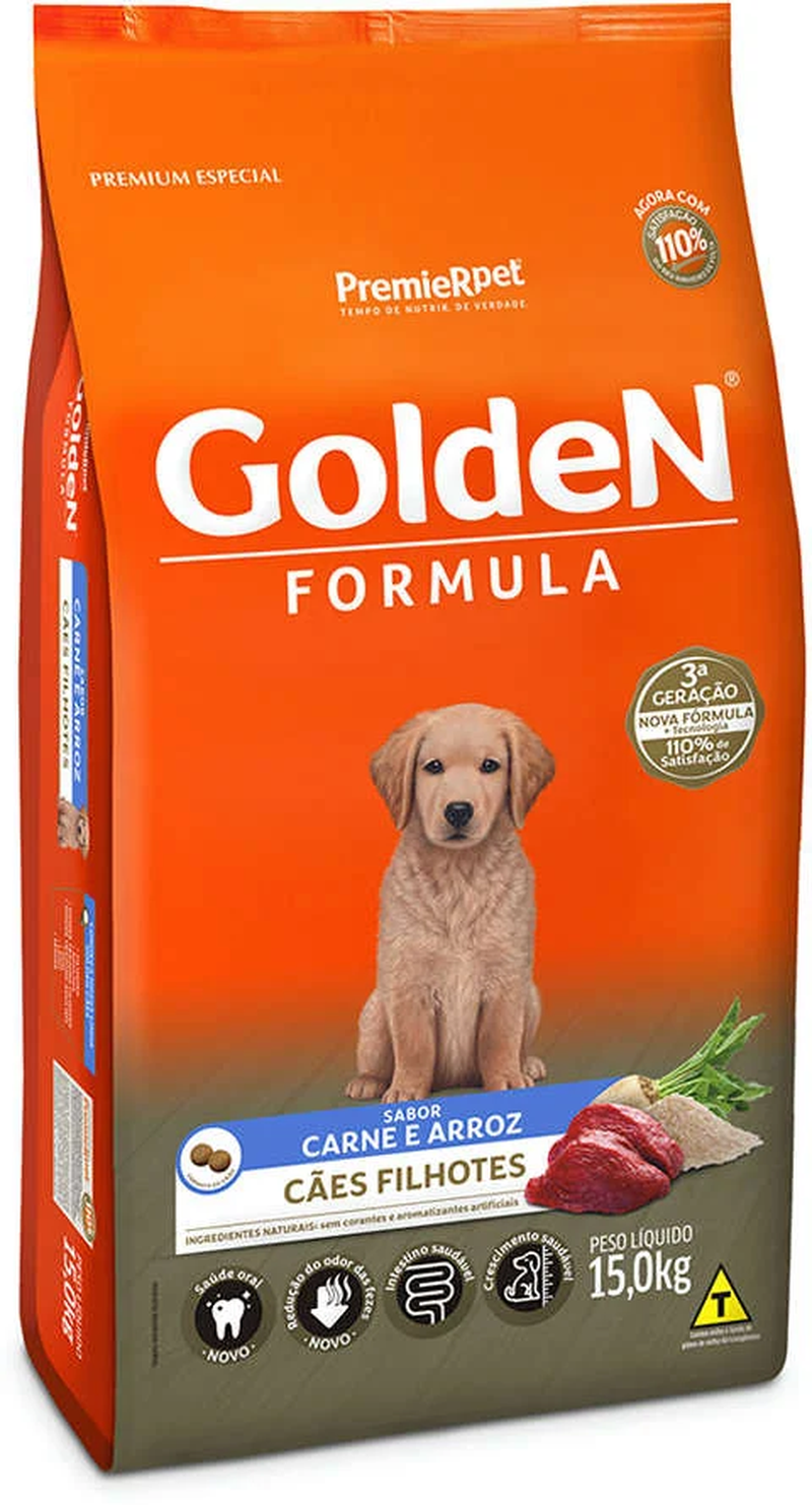 Golden Fórmula sabor Carne e Arroz para Cães Filhotes 15kg