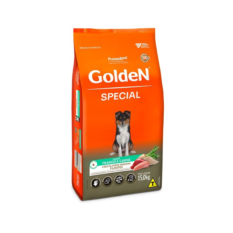 Golden Special sabor Frango e Carne para Cães Filhotes de Raças Pequenas 15kg