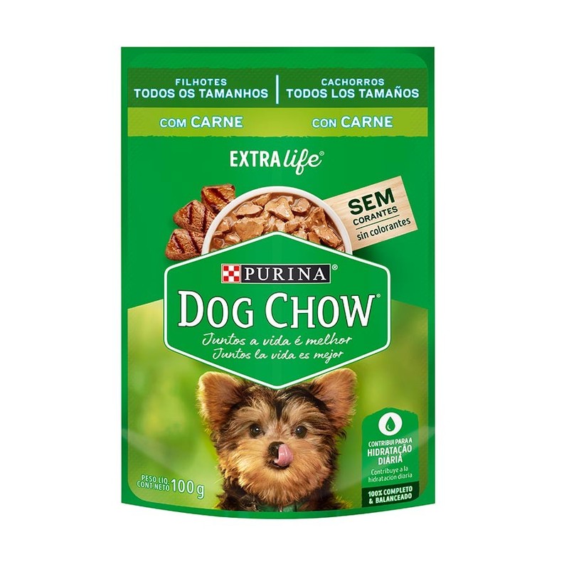 Sachê Dog Chow sabor Carne para Cães Filhotes de Todos os Tamanhos 100g