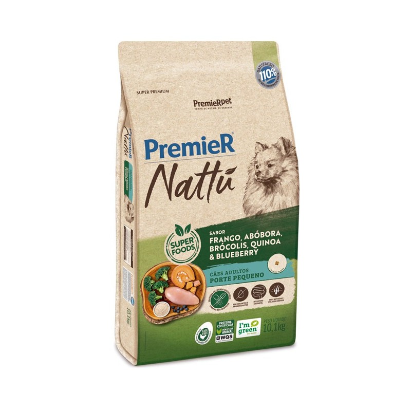 Premier Nattú sabor Frango, Abóbora, Brócolis, Quinoa e Blueberry para Cães Adultos 10.1kg