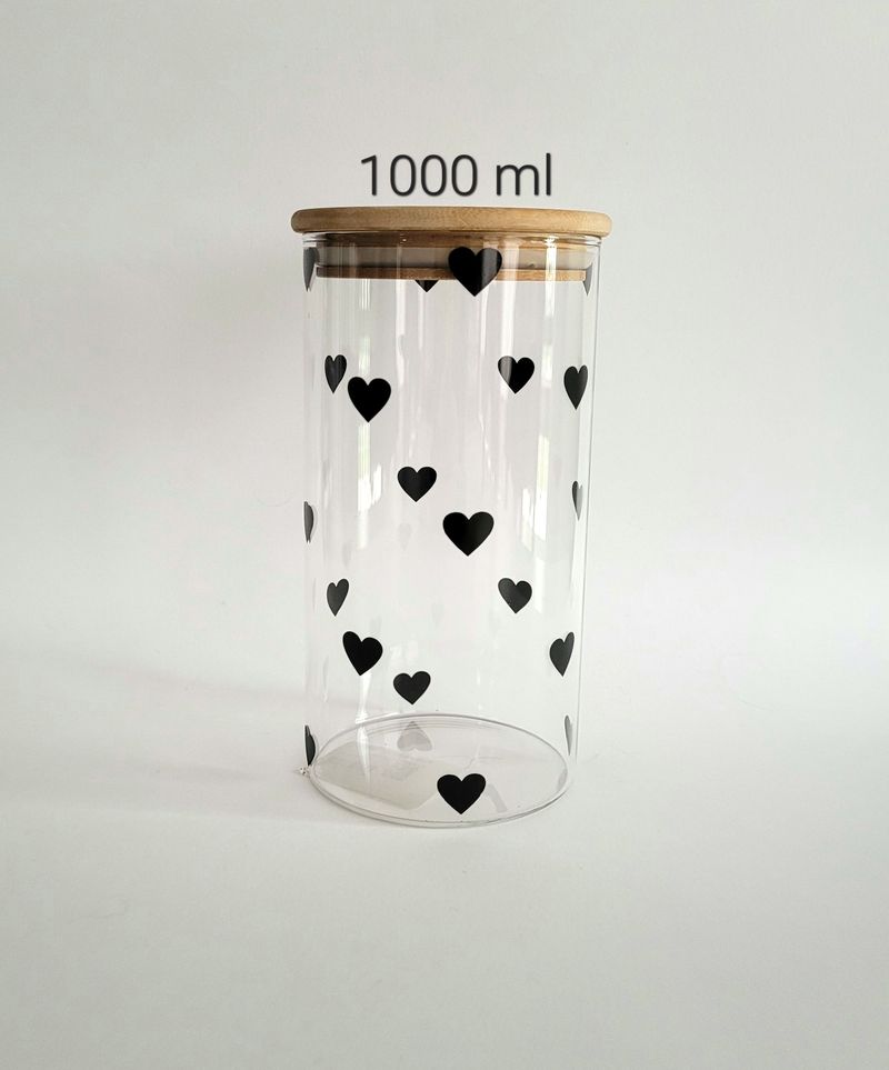 Pote Hermético 1000ml Coração Preto