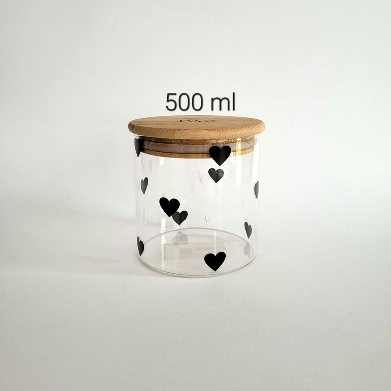 Pote Hermético 500ml Coração Preto