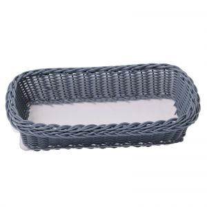 CESTA DE PÃO RETANGULAR EM VIME AZUL JEANS