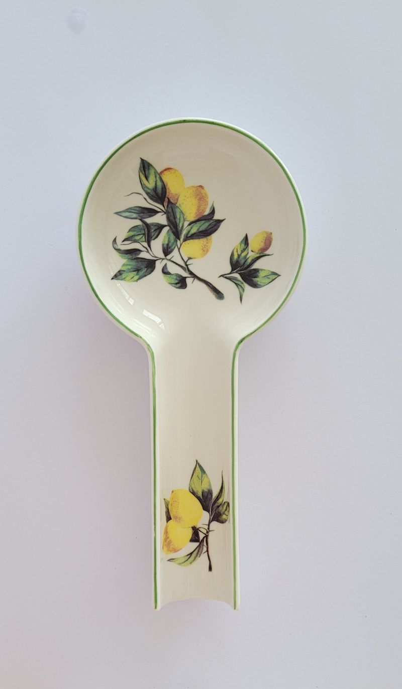 PORTA COLHER DE COZINHAR EM PORCELANA LIMÕES