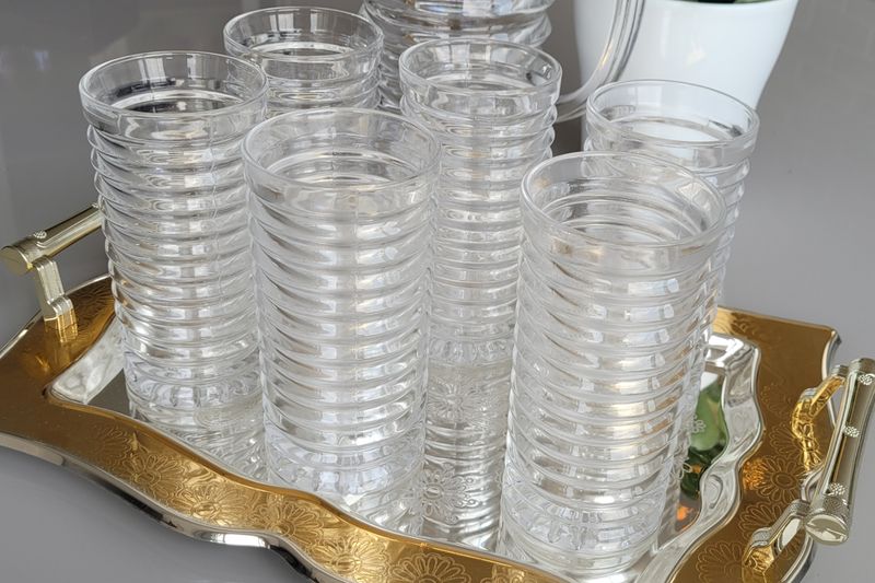 CONJ 6 COPOS ALTO DE  CRISTAL LODZ