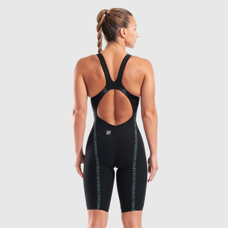 Maiô Powerskin Veloce Open Back Preto/Verde arena