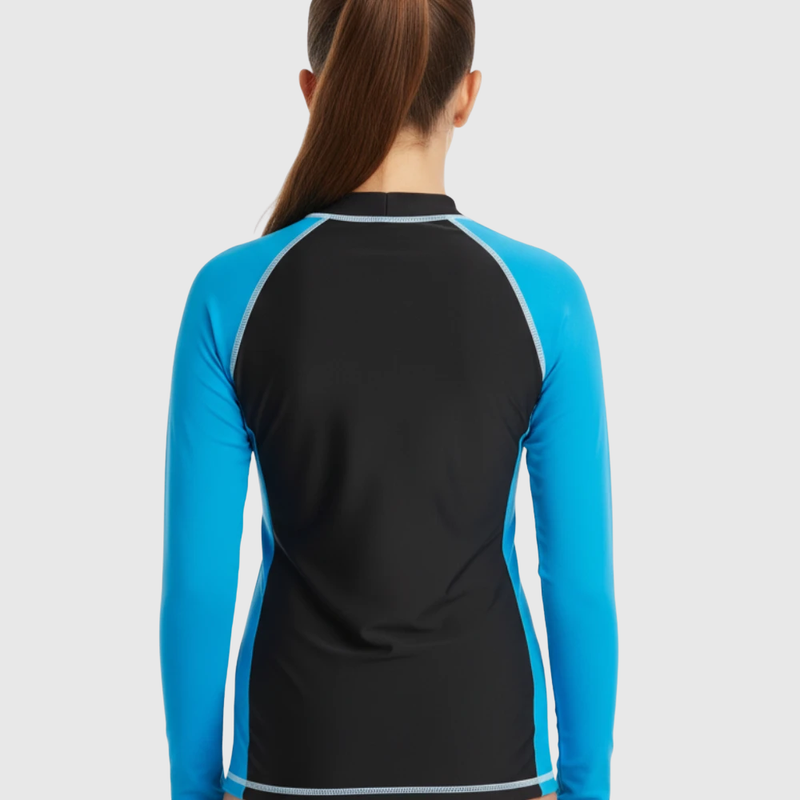 Camiseta Manga Comprida Infantil Proteção UV Azul/Preto arena