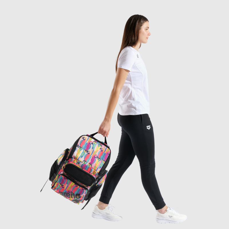 Mochila One Go Print Branco/Rosa 45L arena