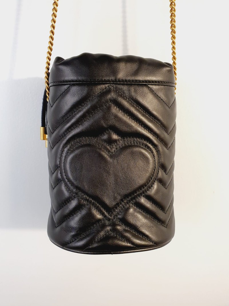 Bolsa Gucci GG Marmont Original Matelasse Minibag de Couro Preto