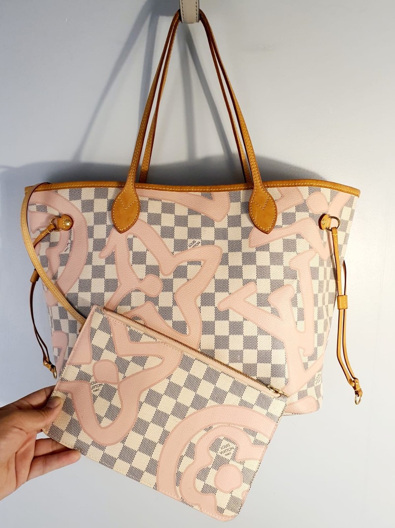 Bolsa Louis Vuitton Neverfull Damier Azur MM Tahitienne Rose 