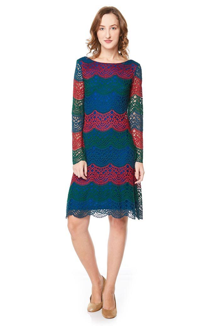 Vestido Renda Tricolor
