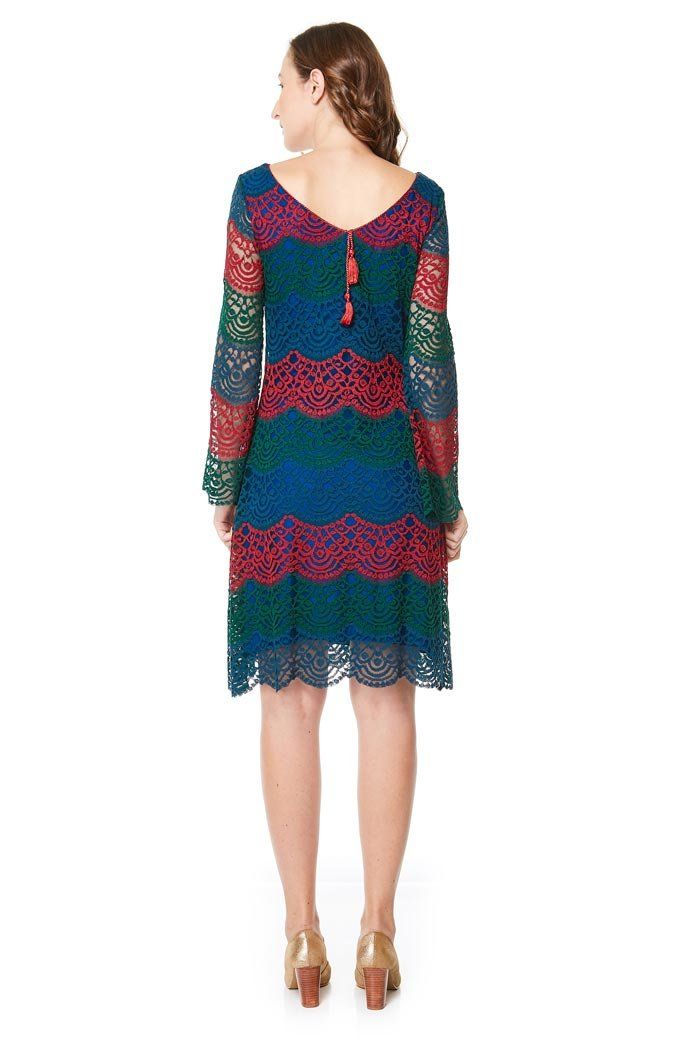 Vestido Renda Tricolor