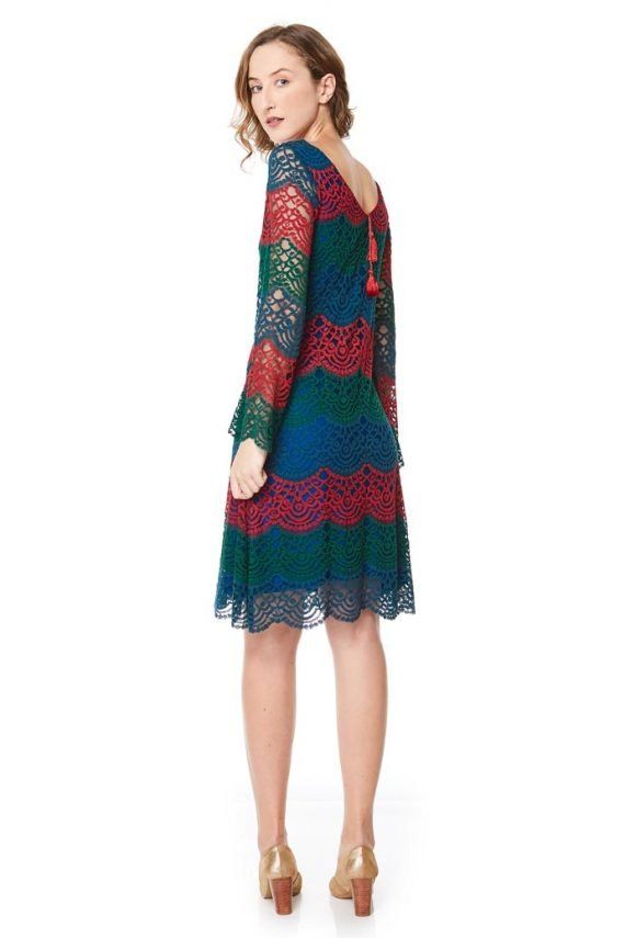 Vestido Renda Tricolor