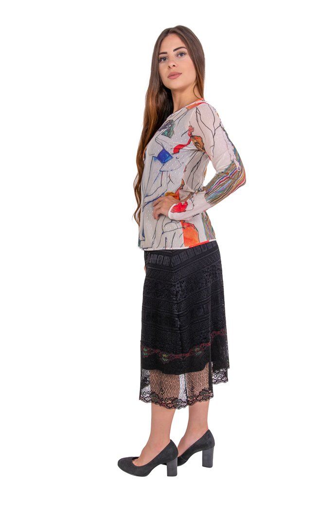 Blusa tule segunda pele manga longa Mulheres Egon Schile Coloridas