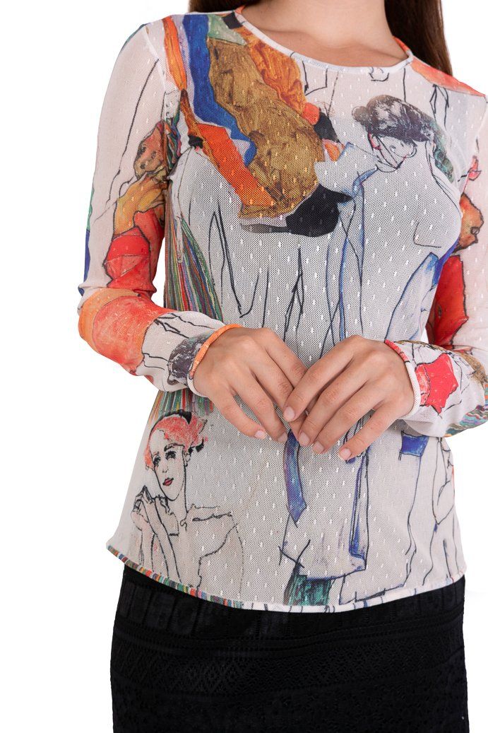 Blusa tule segunda pele manga longa Mulheres Egon Schile Coloridas