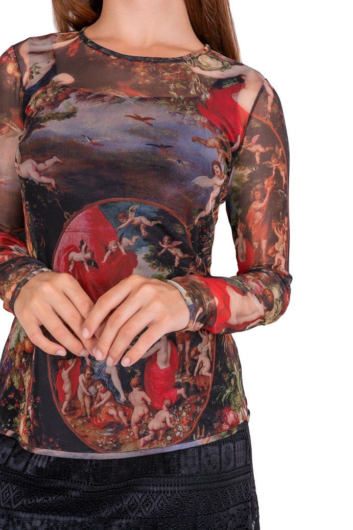 Blusa tule segunda pele manga longa jan brueghel