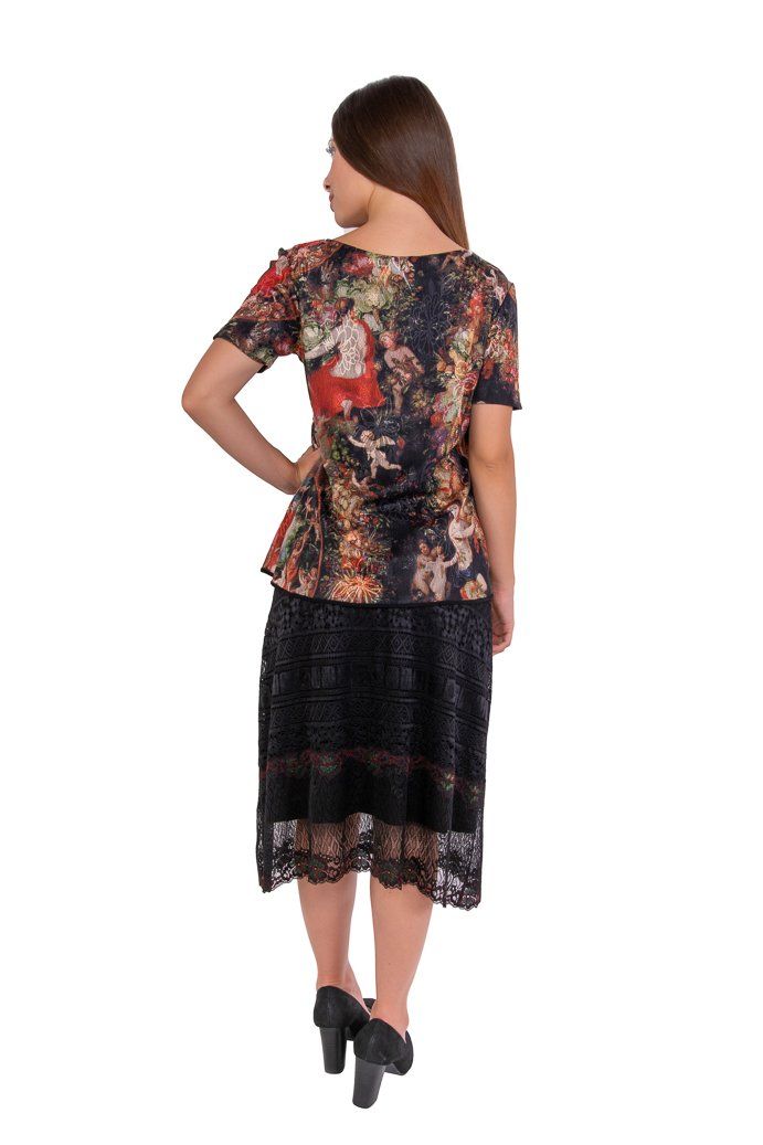 Blusa Tule Jan Brueghel  Decote Canoa