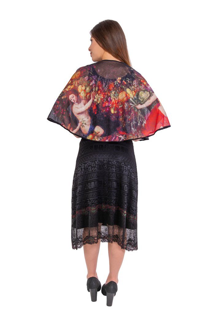 Poncho Tule Estampado Jan Brueghel