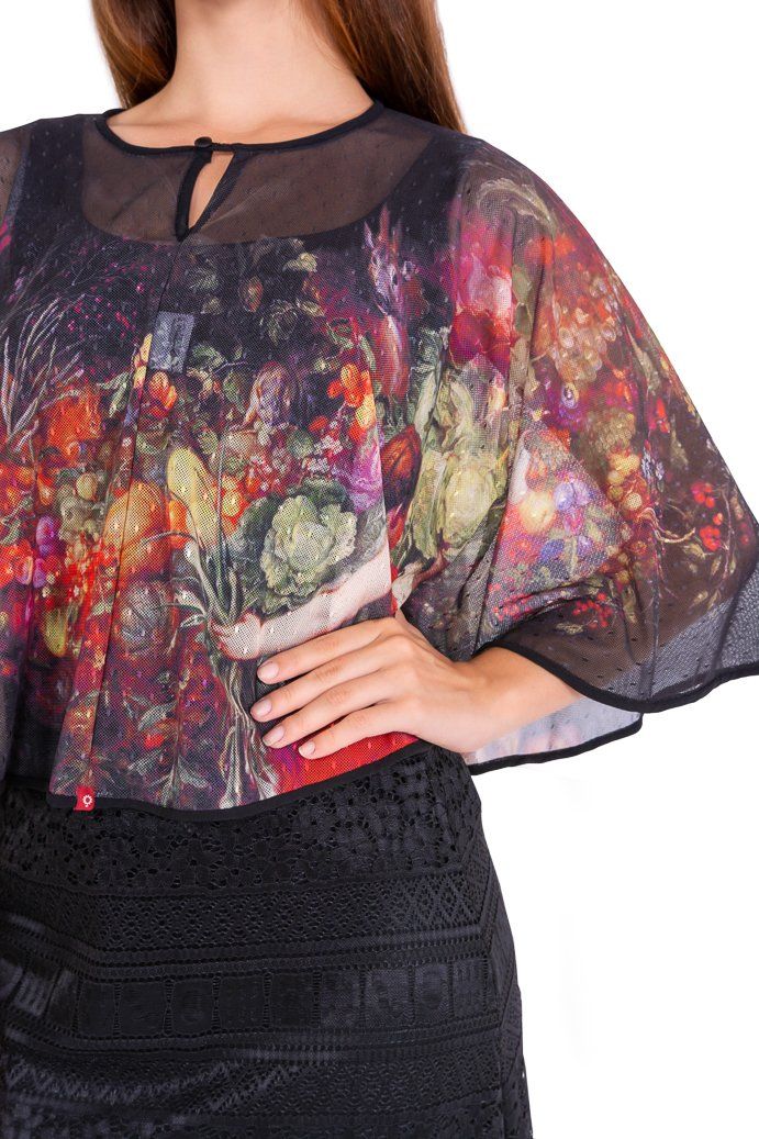 Poncho Tule Estampado Jan Brueghel