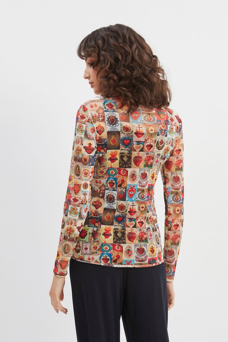 Blusa tule segunda pele manga longa sagrado coração
