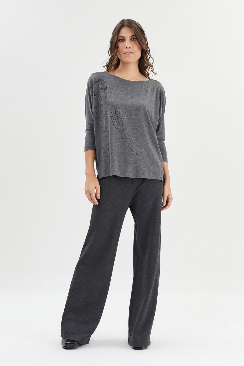 Blusa manga morcego egonchiele cinza