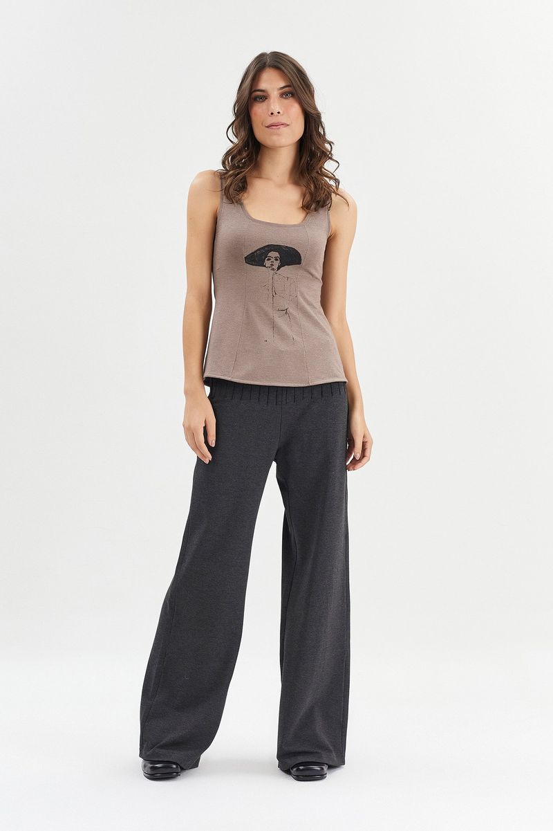 Regata com recorte silk mulheres egochile marrom