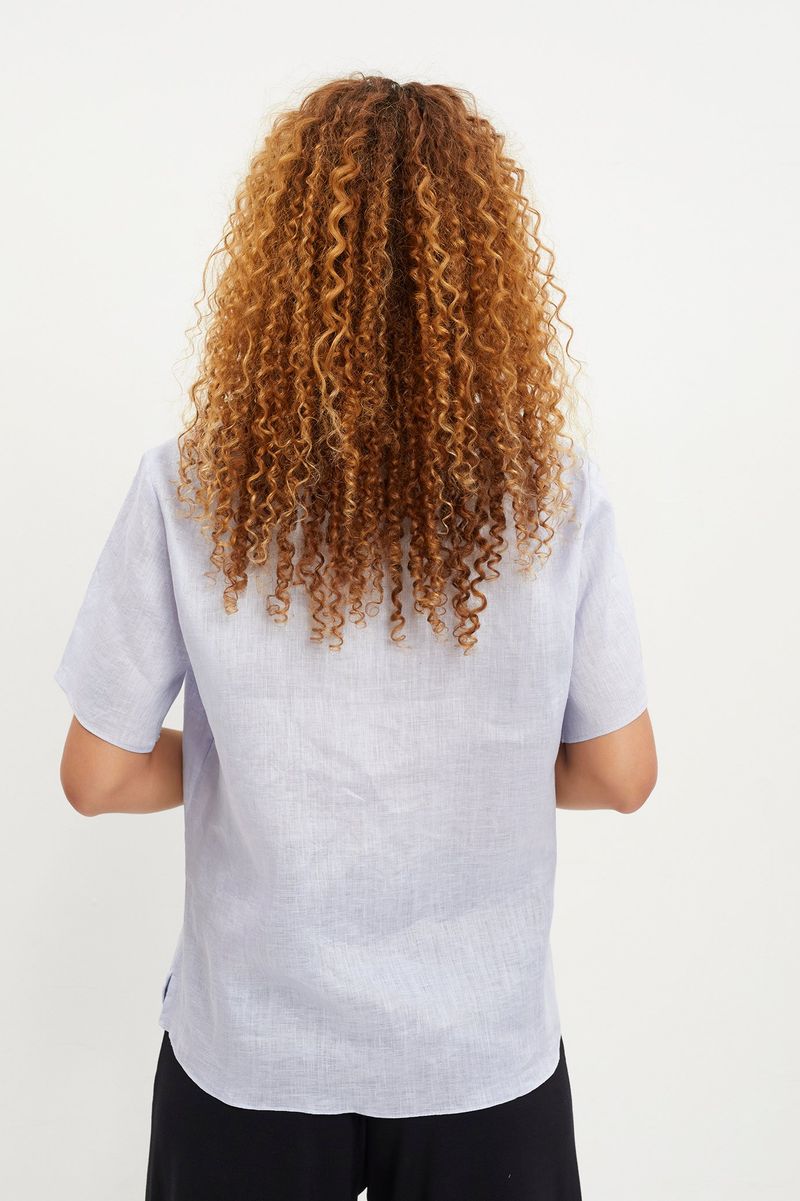 Blusa linho azul claro