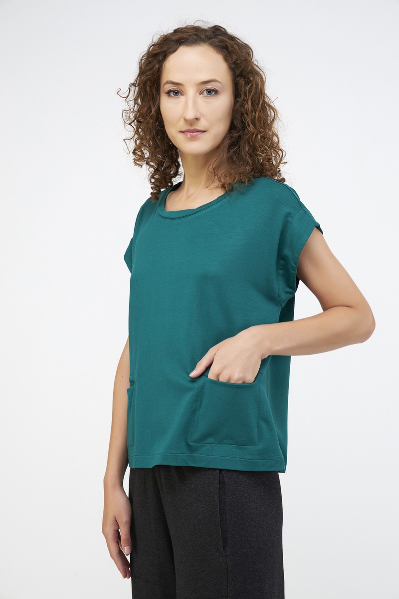 Blusa Malha Bolso Frente verde