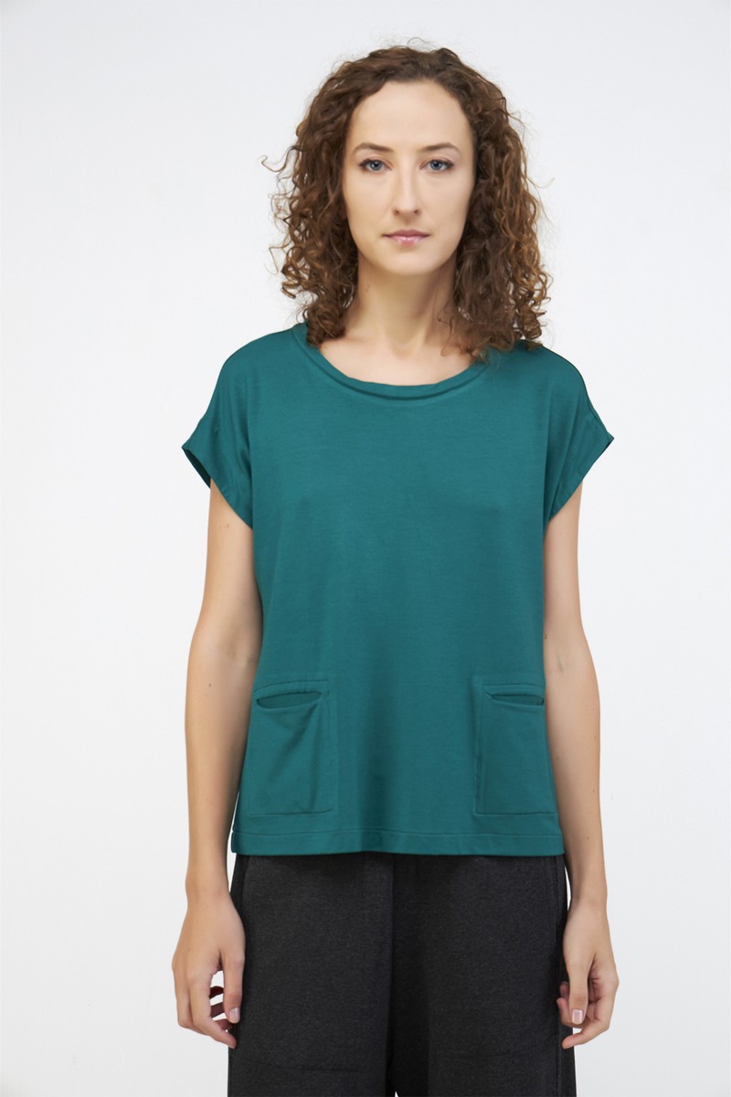 Blusa Malha Bolso Frente verde