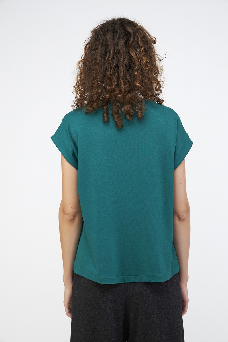 Blusa Malha Bolso Frente verde