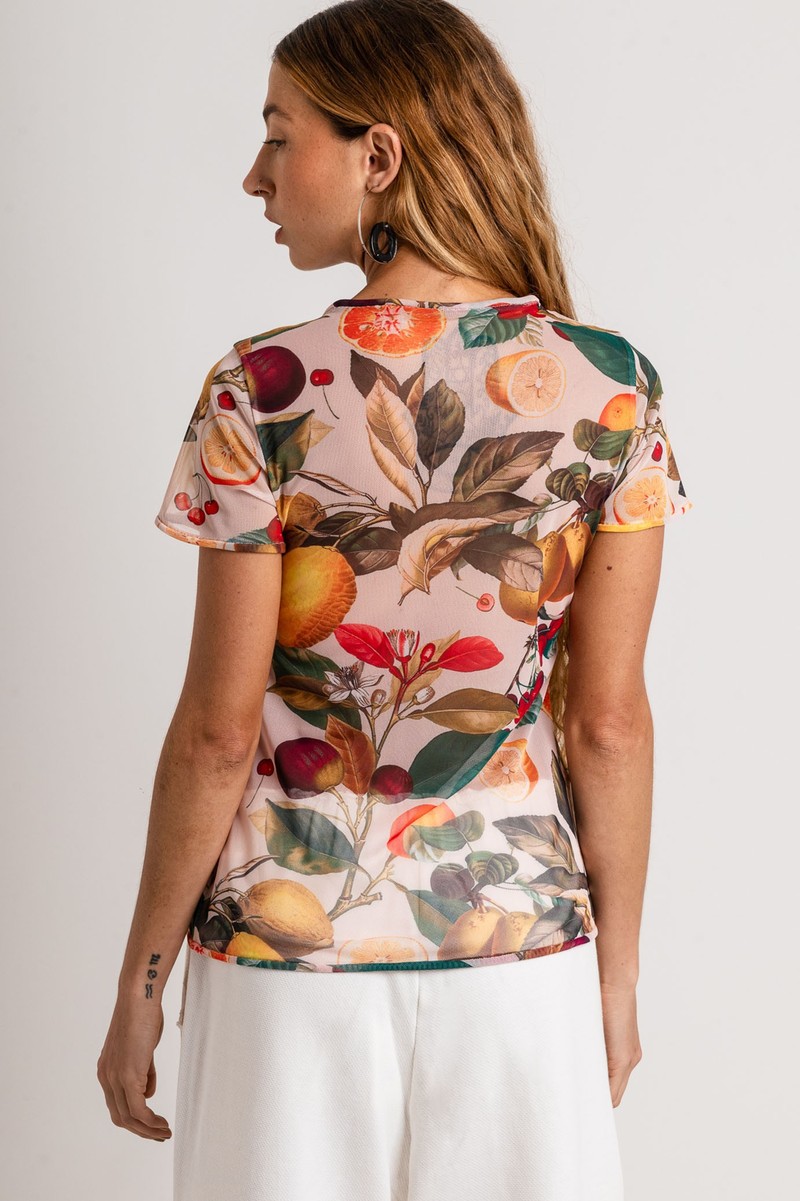 Blusa segunda pele manga curta Frutas Cítricas 