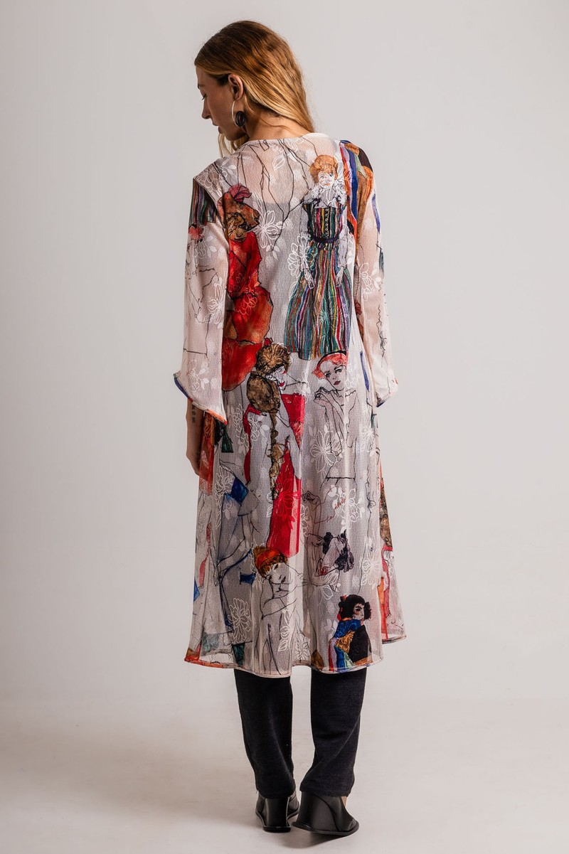 Kimono Longo de tule Mulheres Egon Schiele