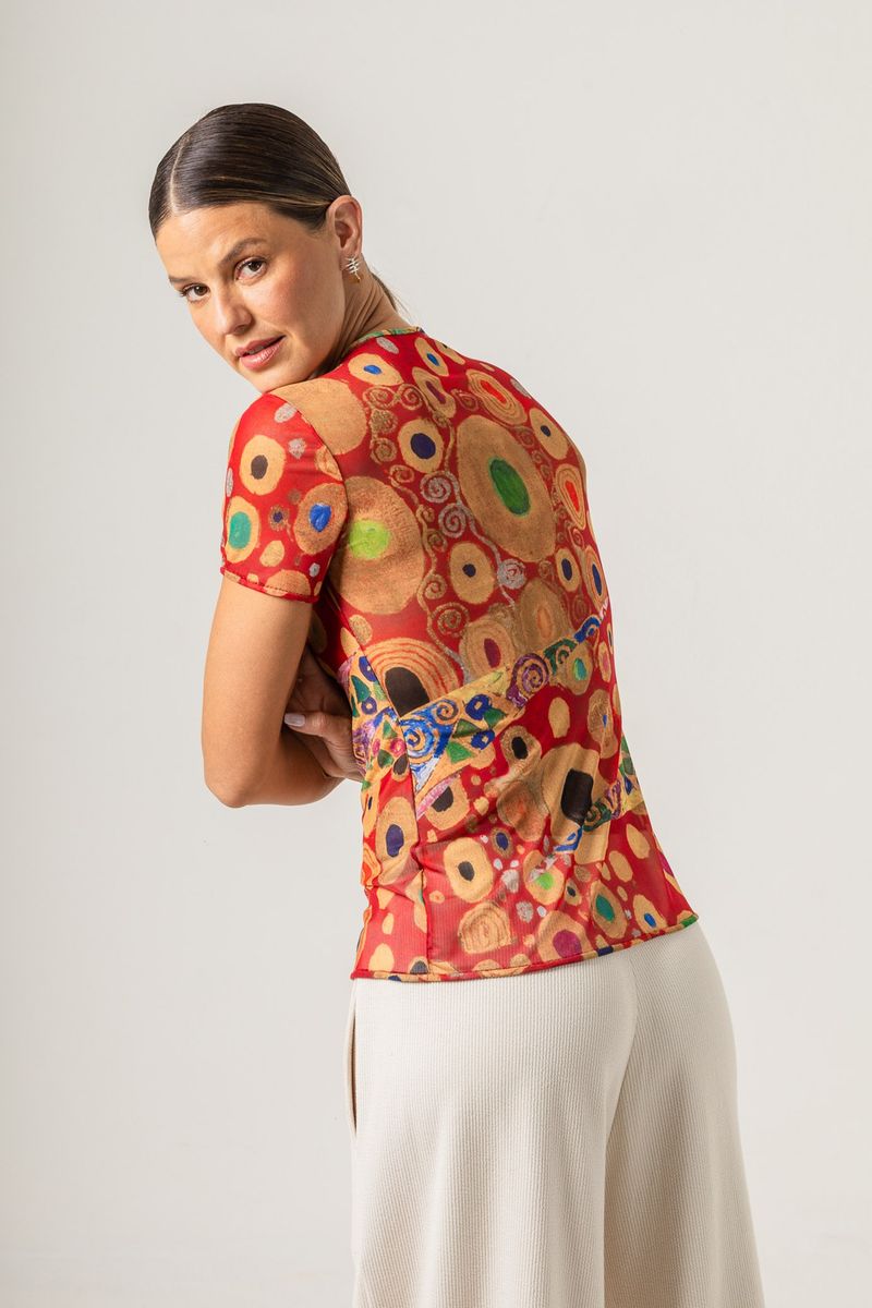 Blusa de Tule segunda pele Klimt Poa Red