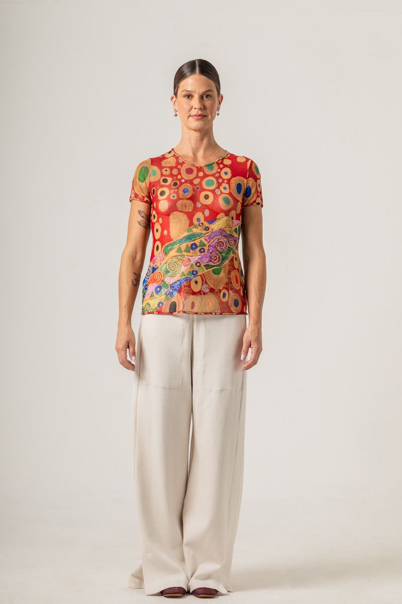 Blusa de Tule segunda pele Klimt Poa Red