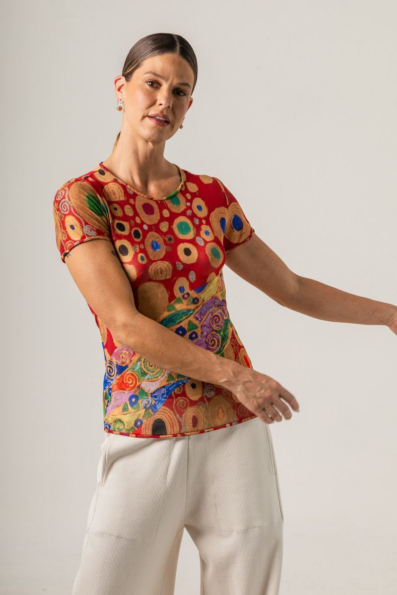 Blusa de Tule segunda pele Klimt Poa Red