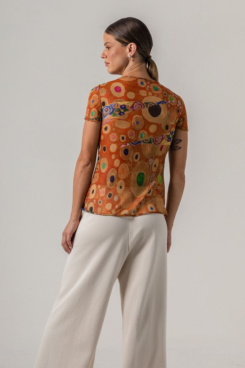 Blusa de Tule segunda pele Klimt Poa Orange