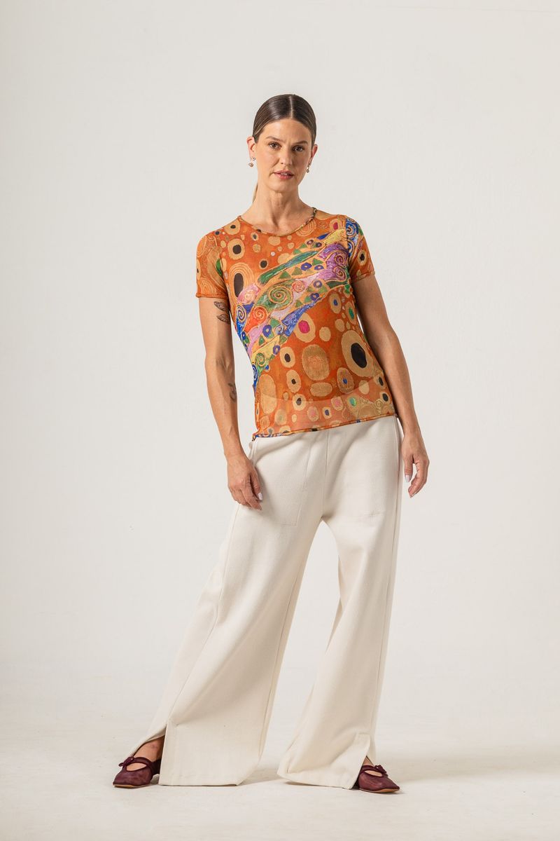 Blusa de Tule segunda pele Klimt Poa Orange