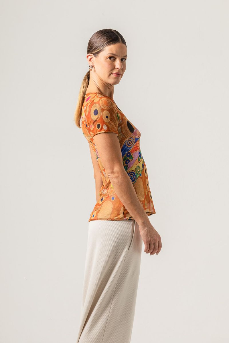 Blusa de Tule segunda pele Klimt Poa Orange