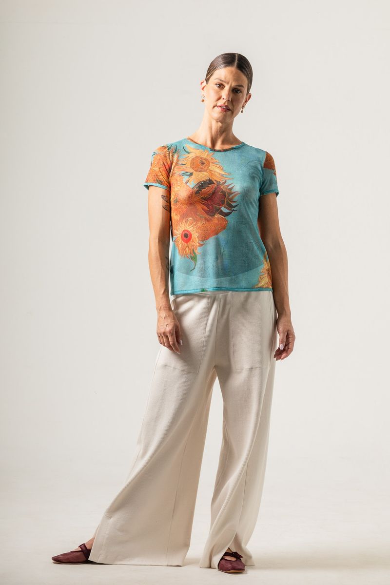 Blusa de Tule segunda pele Van Gogh Sunflowers 