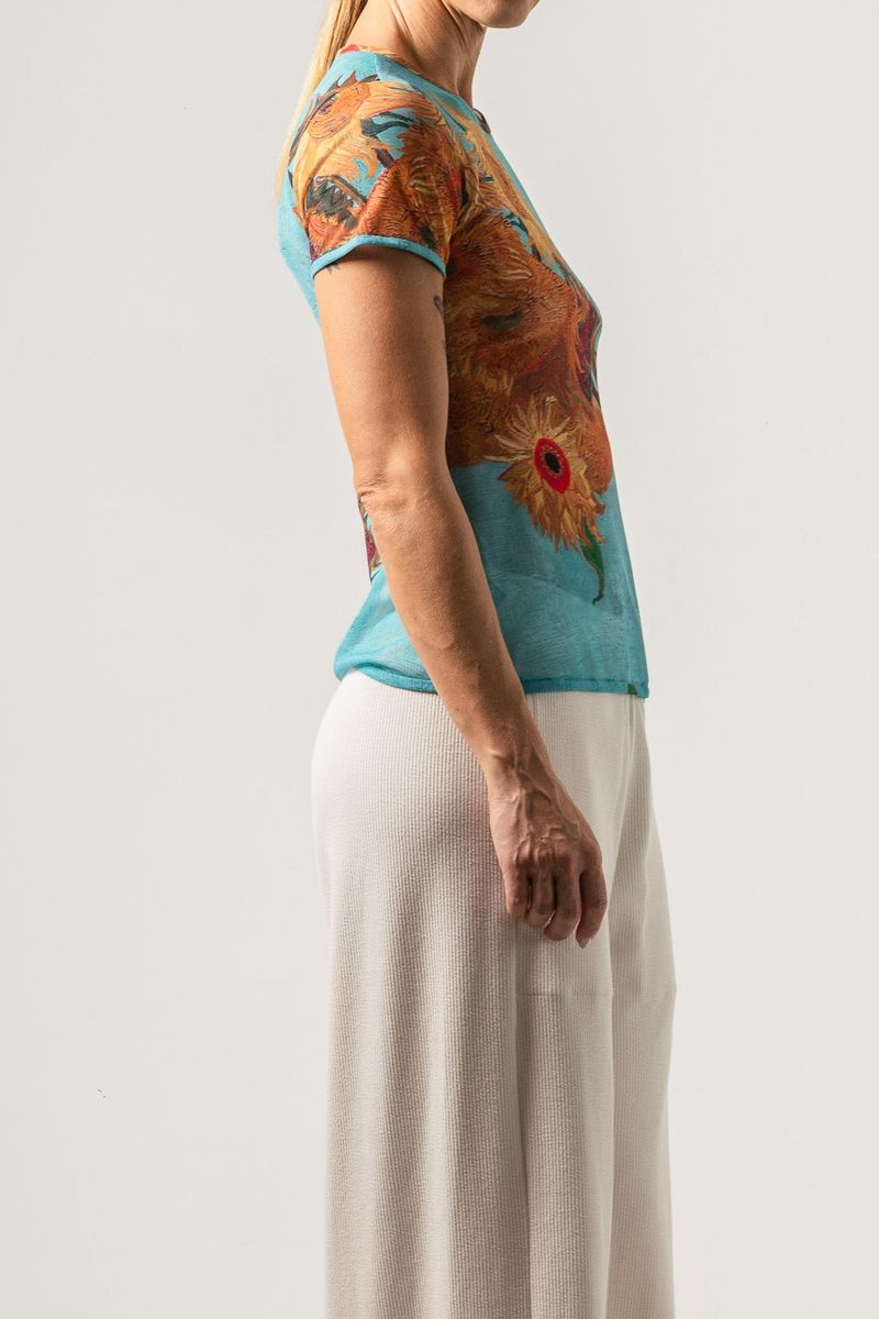 Blusa de Tule segunda pele Van Gogh Sunflowers 