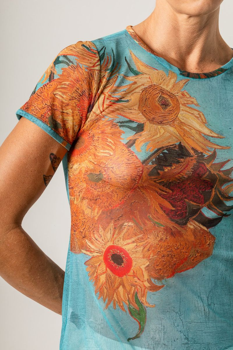 Blusa de Tule segunda pele Van Gogh Sunflowers 