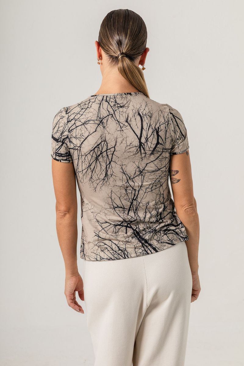 Blusa Malha Baby Look Galho Vari Escura