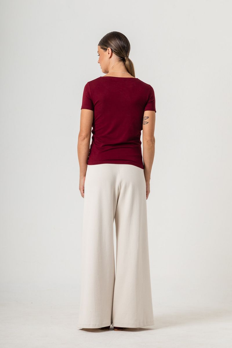 Blusa de Malha Vinho Decote Transpassado